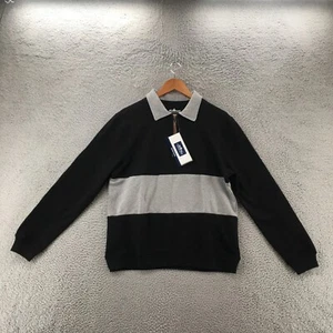 Charles River Apparel Polo Shirt Mens M Black Cotton Blend Quarter Zip Pullover - Picture 1 of 10