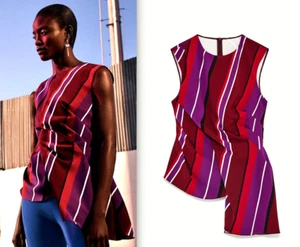 ZARA WOMAN STUDIO TOP SLEEVELESS BLOUSE PRINTED DRAPED BLOUSE ZIP SIZE L NEW - Picture 1 of 12