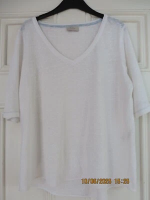 Wrap London, 100% Linen Jersey, White, T shirt style Top, V neck, sz 14 - Image 1 of 4