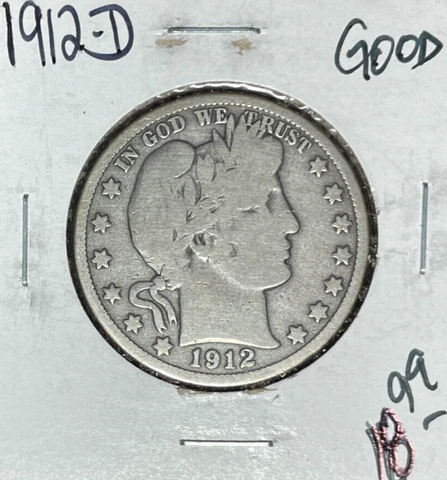 1912-D BARBER SILVER HALF DOLLAR ~ GOOD ~NICE COIN~ Cover