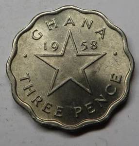 Ghana 3 Pence 1958 Copper-Nickel KM#3 UNC - Picture 1 of 2