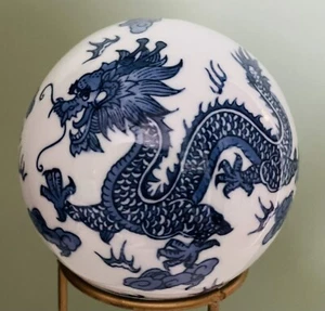 Large 4.25" Ceramic Blue & Ball Carpet Ball- Dragons! - Picture 1 of 7