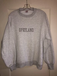 Vintage Opryland Sweatshirt Crewneck Jerzees Heather Gray & White Striped Size L - Picture 1 of 5