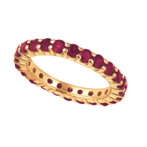 Anello fascia eternità rubino naturale 2,80 carati oro giallo 14 carati  - Foto 1 di 3