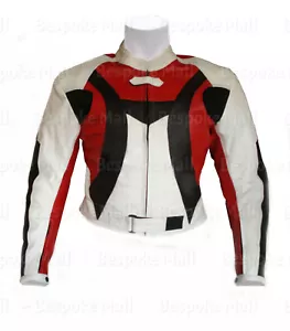 New Men's Motorbike Motorcycle Cowhide Multicolor Leather Jacket Safety Pads-505 - Picture 1 of 4