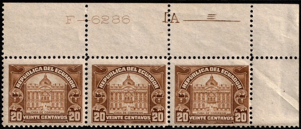 ✔️ ECUADOR 1920/1924 - POSTAL TAX  X3 WITH IMPRINTS- SC. RA12 MNH [045] - Image 1 of 1