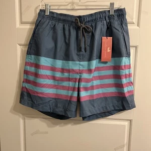 Southern Marsh Men Slate/Teal Barcelona Lines Harbor Trunk Swim Shorts, Size S - Picture 1 of 3