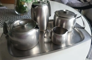 Old Hall Stainless Steel Tableware Teapot Tray Coffee Pot Tea Sugar bowl Creamer - Picture 1 of 23