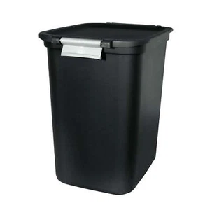  7.7 Gallon Trash Can, Plastic Hinged Locking Lid Kitchen Trash Can, Black - Picture 1 of 12