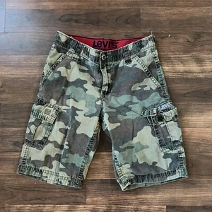 Levis Shorts Size 7 Reg Green Cargo Pocket Adjustable Waist Camo Boys - Picture 1 of 5