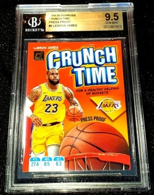 LEBRON JAMES 19-20 DONRUSS CRUNCH TIME PRUEBA DE PRENSA PARALELO LAKERS BGS SSP 9.5 Foto 1 de 4