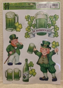 6 Pc Regent Products ST PATRICK'S DAY Static Window Clings 16x11 Reusable - NEW - Picture 1 of 2