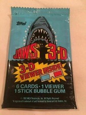 1983 Topps Jaws 3-D Cards with 3-D Viewer,Pack of 6 Cards,Never Opened