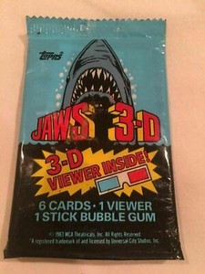 1983 Topps Jaws 3-D Cards with 3-D Viewer,Pack of 6 Cards,Never Opened