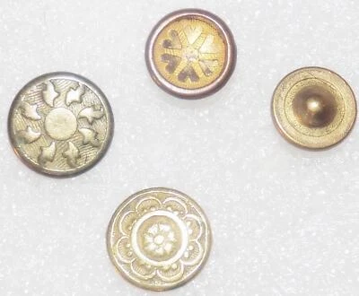 Lote de 4 Botones Diminutivos Antiguos Edad de Oro 1 Pieza Dorado GM Foto 1 de 4
