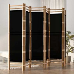 Folding 6-Panel Room Divider 240 Bamboo and Canvas R7A9 - Picture 1 of 9