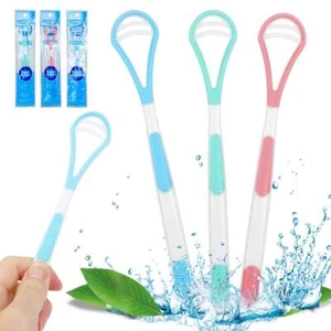 3 Pcs Tongue Scraper Cleaners-Oral Hygiene Tool for Adults & Kids, Fresh Breath - Picture 1 of 12