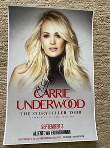 "Carrie Underwood Autógrafo Real FIRMADO STORYTELLER TOUR" Póster de Concierto 17""x11" - Imagen 1 de 7