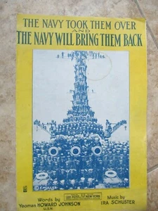 1918  WWI WARTIME Miniature Sheet Music, Save Paper For War Effort, NAVY SHIP - Picture 1 of 5