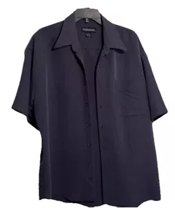 Crossings Micro-Touch Mens Blue Rayon Poly Short Sleeve Casual Shirt Size Large - Picture 1 of 3