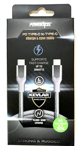 PowerXCel PD Type-C to Type-C Charge & Sync Cable 4 ft Fast Charge up to 30Watts - Picture 1 of 3