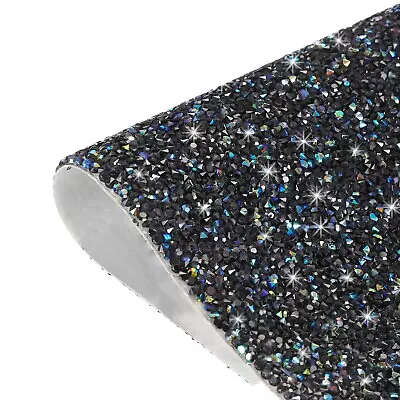 Hoja de diamantes de imitación Bling pegatina autoadhesiva 9,44 x 7,87 pulgadas negro azul Foto 1 de 4