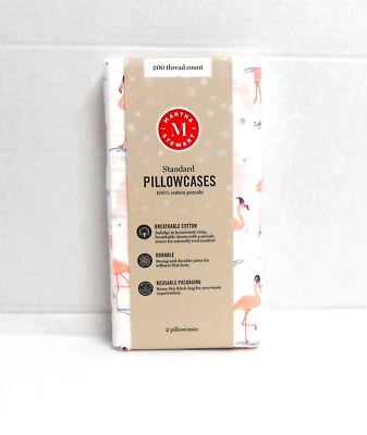 Martha Stewart Navidad Estándar 2 Fundas de Almohada Algodón Percal FLAMENCOS Foto 1 de 2