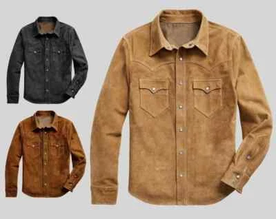 Men's Western American Real Suede Leather Trucker Premium Scully Shirt Jacket - Image 1 of 4