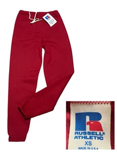 Vtg USA Russell Athletic Sweatpants Adult XS Burgundy Joggers Trainers NOS - Picture 1 of 9