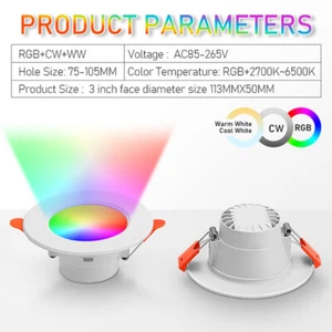 10W Smart LED Downlight Bluetooth-Compatible Round Panel Light for Home Lighting - Picture 1 of 12