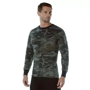 Long Sleeve Shirt Black Camo Tactical Military Hunting Rothco Tee Sizes S-3XL - Picture 1 of 7
