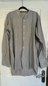 Vintage 1940s Austin Reed grey striped collarless shirt 15.5cm - Picture 1 of 7