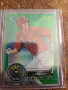 2018 Bowman Chrome Scouts Top 100 Green Refractor /99 Adam Haseley #BTP-70