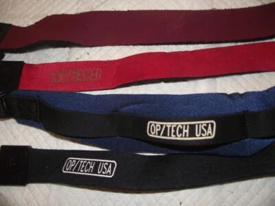 LOTE DE 4 CORREAS ANCHAS DE NEOPRENO OPTECH PARA CÁMARA, NEGRO, AZUL, ROJO, GRANATE Foto 1 de 3