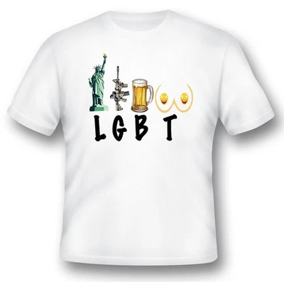 Liberty, Guns, Beer, Tetas LGBT podemos conseguir detrás camiseta blanca o negra Foto 1 de 2