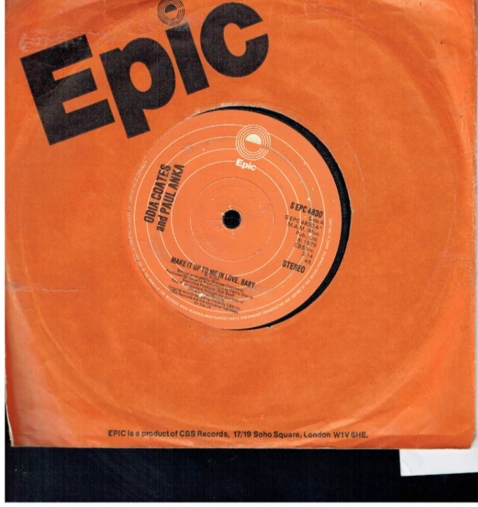ODIA COATES AND PAUL ANKA MAKE IT UP TO ME IN LOVE 1976 7 INCH VINYL SINGLE - Image 1 of 1