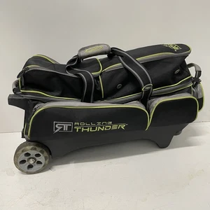 Storm 3 Ball Rolling Thunder Black Lime Green Trim Bowling Roller Bag - Picture 1 of 8