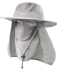  Fischerhut, Sonnenkappe mit UPF 50+ Sonnenschutz und Hals Einheitsgröße hellgrau - Bild 1 von 9