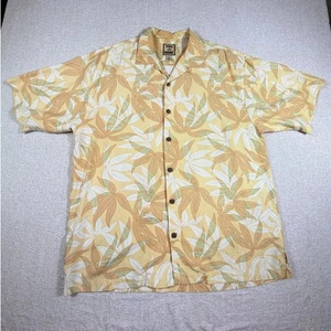 Tommy Bahama Men Large Yellow Orange 100% Silk Short Sleeve Button Front Shirt - Picture 1 of 8