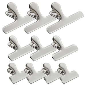 10 Pack Stainless Steel Heavy Duty Metal Chip Clips for Kitchen, Home, 3 Sizes - Picture 1 of 7