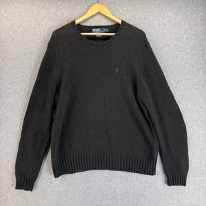 Suéter Polo Ralph Lauren Gris Oscuro Púrpura Logo Poni Algodón Lino Tejido Para Hombres XL - Imagen 1 de 13