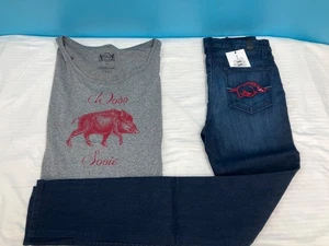 Pacchetto jeans e camicia OCJ donna Arkansas Razorbacks - taglia - 4 (J) L (S) - Foto 1 di 21