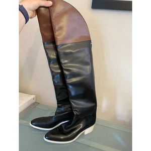 ALEXANDER WANG Lovanni KNEE HIGH BOOTS TWO TONE LONG POINTED BACK ZIP 9 / 39 - Picture 1 of 10