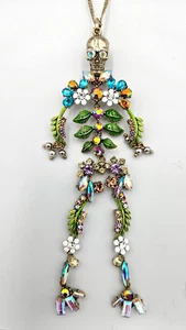 Betsey Johnson X6301 Halloween Collana Lunga con Ciondolo Scheletro Floreale, Multi - Foto 1 di 7