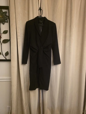 Donna Karan Black Button Down Tie Over Suit Jacket Dress Size 4 - Image 1 of 4