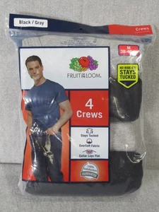 Fruit of the Loom Mens Medium Pocket T-Shirt 4 Pack 2 Black 2 Gray Cotton NIB - Picture 1 of 5