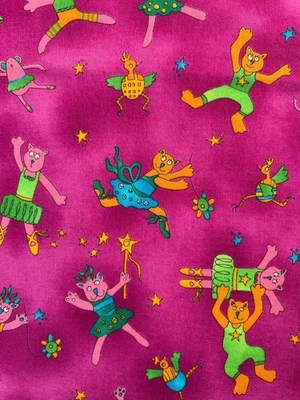 Fabric - OOP Cat Ballerinas Fuchsia Crazy Cats Dancing Benartex 17” L x 26.5" W - Image 1 of 4