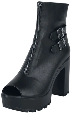 Black Premium by EMP Damen schwarze Peeptoe Stiefelette mit Reißverschluss - Bild 1 von 4