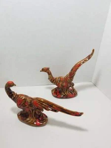 Mid Century Keramik Fasan Figuren rotbraun Lava Tropfglasur - Bild 1 von 4