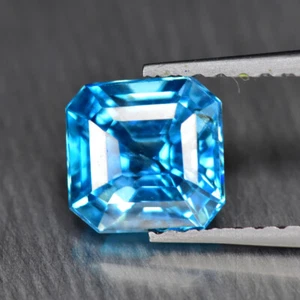 1.64Ct Square, Significant Natural Intense Blue Zircon Loose Gemstone - Picture 1 of 1